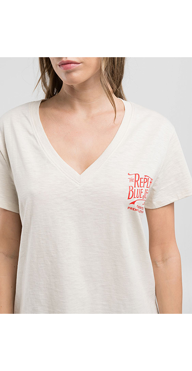 オーバーフィットスラブジャージーVネックTシャツ 詳細画像